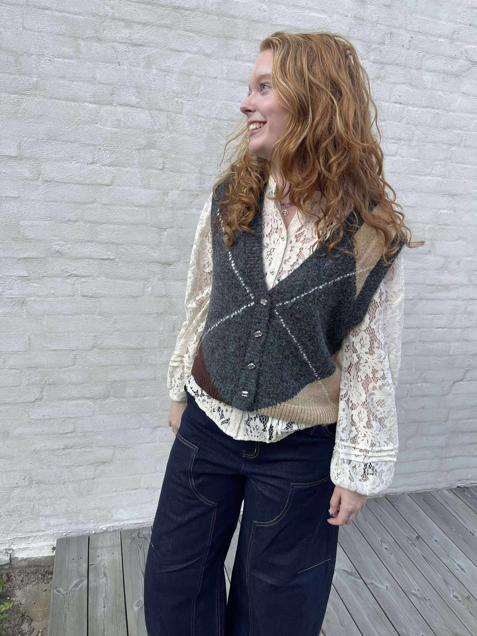 OBJZENA Knit Top - Dark Grey Melange